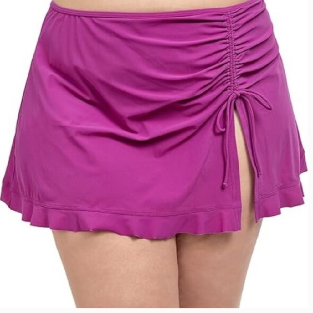 NWT Profile by Gottex Warm Viola Purple Ruched‎ Swim Skirt Bottom Size 8